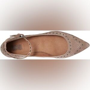 Frye Sienna Grommet Women’s Size 7 ASH Suede Ankle Strap Flats Shoes